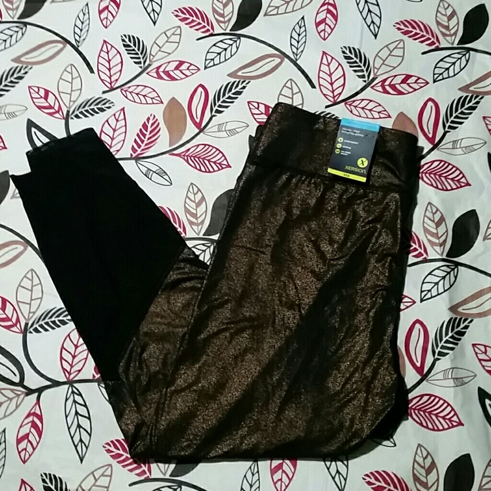 Xersion Jet Black Glitter Performance Leggings